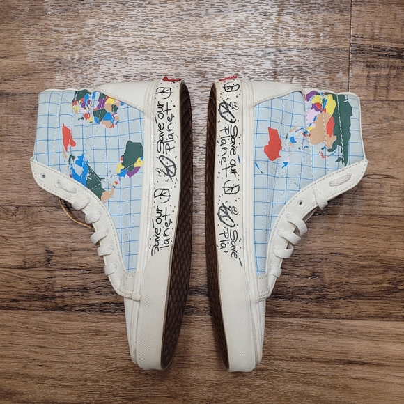 VANS Sk8-Hi SAVE OUR PLANET World MP Skate Shoe Sz 4 boys / Sz 5.5 Women's - Picture 5 of 9